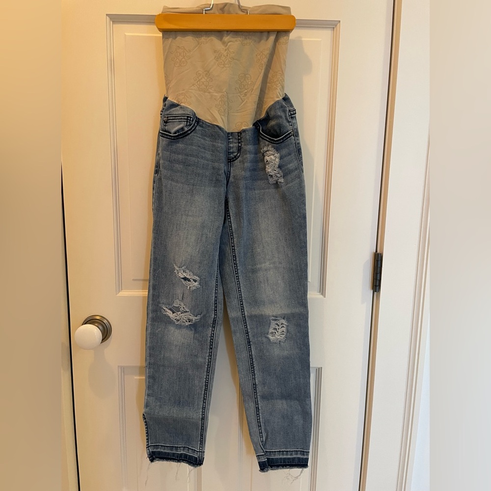 Jessica Simpson Light Blue Distressed Boyfriend Maternity Jeans